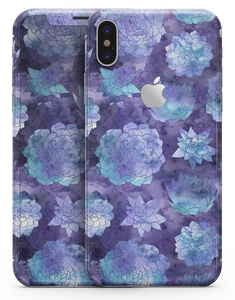 Purple Floral Succulents - iPhone X Skin-Kit