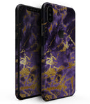 Purple Marble & Digital Gold Foil V4 - iPhone XS MAX, XS/X, 8/8+, 7/7+, 5/5S/SE Skin-Kit (All iPhones Avaiable)