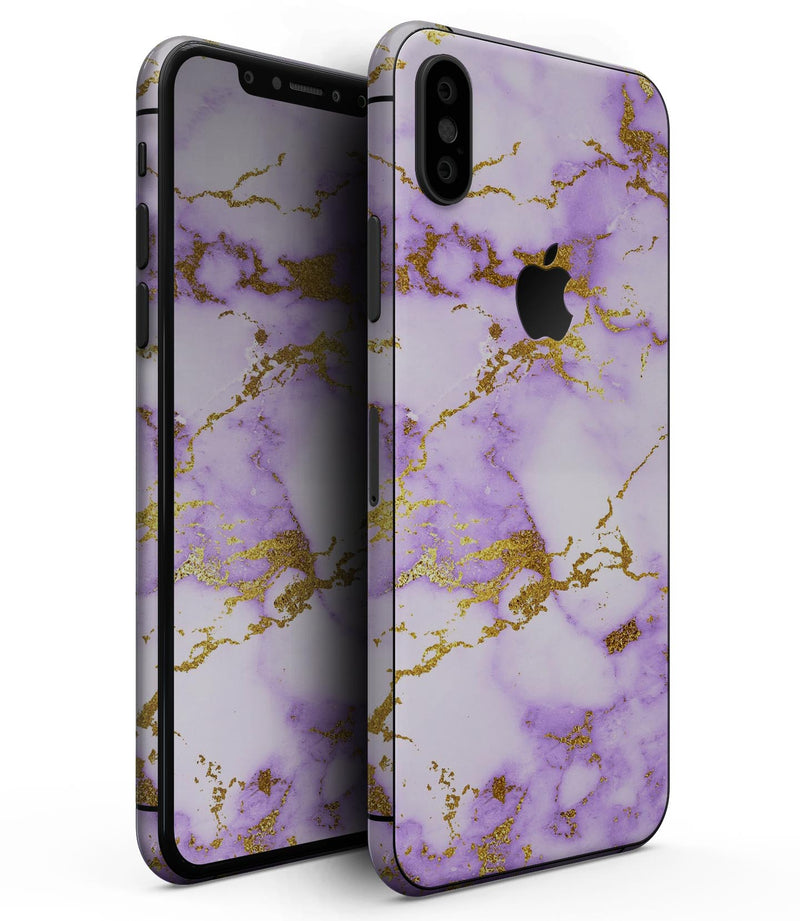 Purple Marble & Digital Gold Foil V5 - iPhone XS MAX, XS/X, 8/8+, 7/7+, 5/5S/SE Skin-Kit (All iPhones Avaiable)