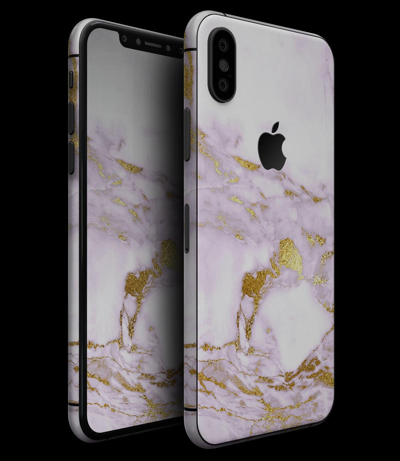Purple Marble & Digital Gold Foil V8 - iPhone XS MAX, XS/X, 8/8+, 7/7+, 5/5S/SE Skin-Kit (All iPhones Avaiable)