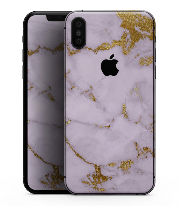 Purple Marble & Digital Gold Foil V9 - iPhone XS MAX, XS/X, 8/8+, 7/7+, 5/5S/SE Skin-Kit (All iPhones Avaiable)
