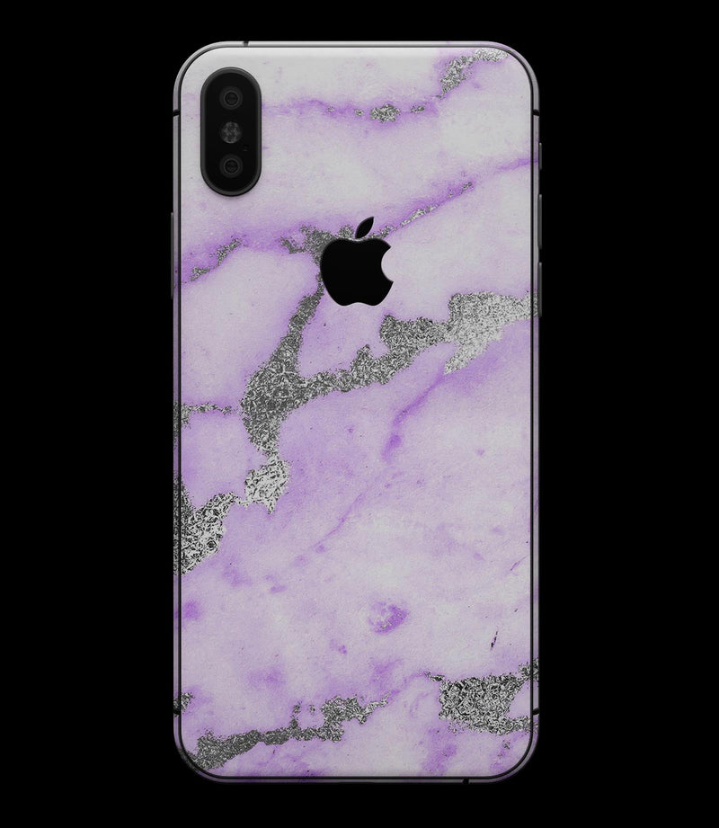 Purple Marble & Digital Silver Foil V3 - iPhone XS MAX, XS/X, 8/8+, 7/7+, 5/5S/SE Skin-Kit (All iPhones Avaiable)
