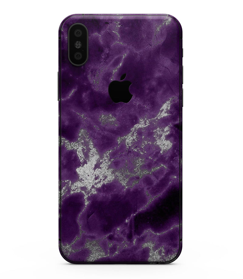 Purple Marble & Digital Silver Foil V5 - iPhone XS MAX, XS/X, 8/8+, 7/7+, 5/5S/SE Skin-Kit (All iPhones Avaiable)
