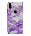 Purple Marble & Digital Silver Foil V9 - iPhone XS MAX, XS/X, 8/8+, 7/7+, 5/5S/SE Skin-Kit (All iPhones Avaiable)