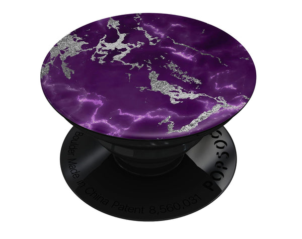 Purple Marble & Digital Silver Foil V2 - Skin Kit for PopSockets and other Smartphone Extendable Grips & Stands