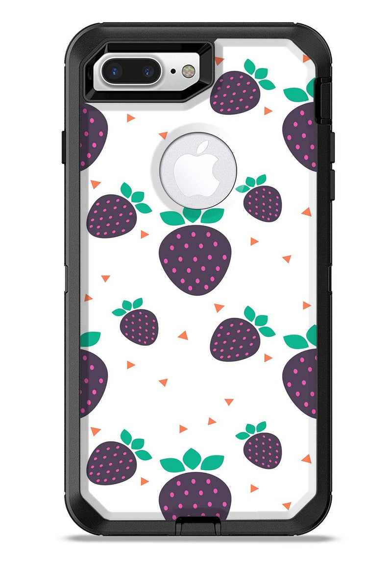 Purple Strawberries All Over Pattern - iPhone 7 or 7 Plus Commuter Case Skin Kit