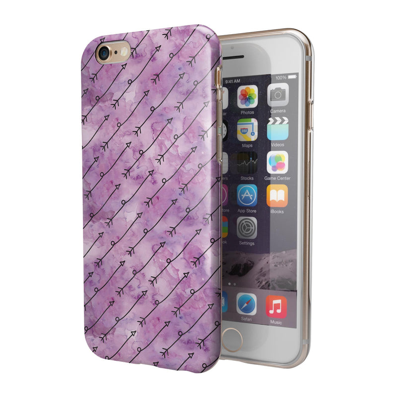 Purple Tribal Arrow Pattern iPhone 6/6s or 6/6s Plus 2-Piece Hybrid INK-Fuzed Case