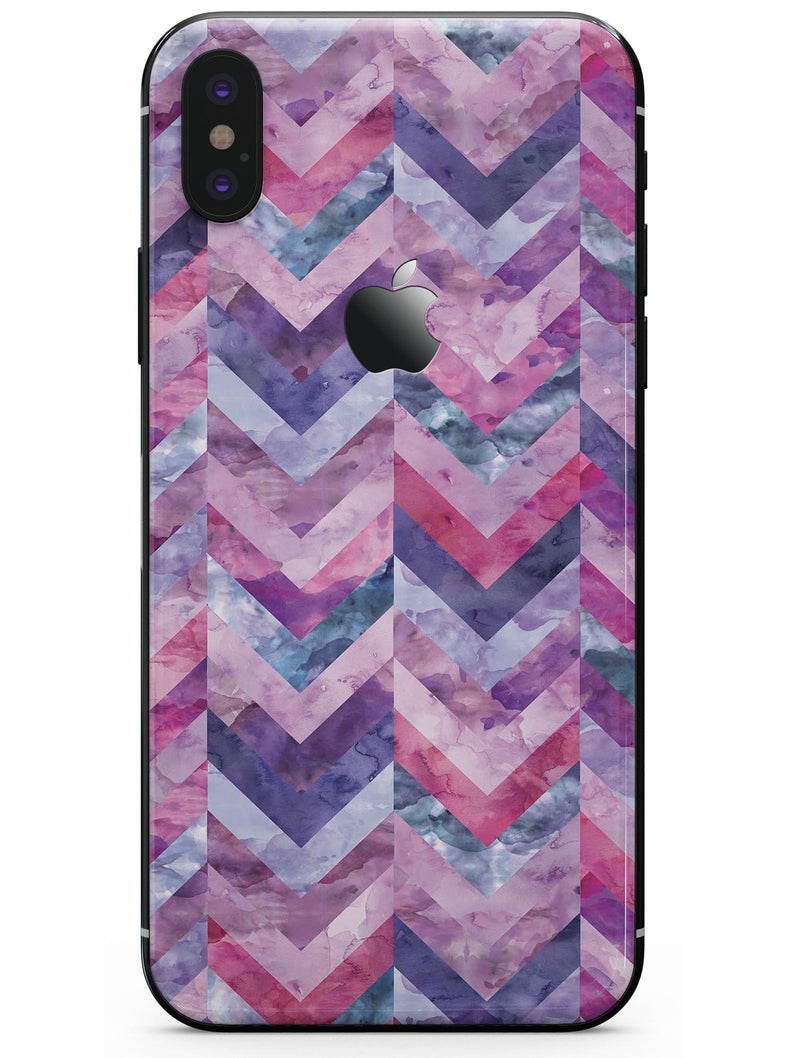 Purple Watercolor Chevron Pattern - iPhone X Skin-Kit