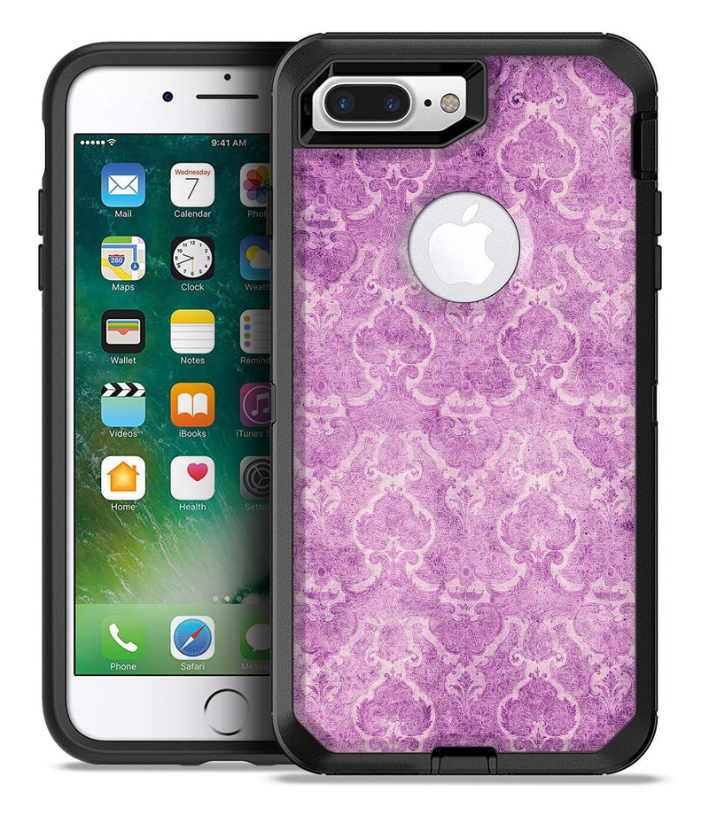 Purple Watercolor Inflated Damask Pattern - iPhone 7 or 7 Plus Commuter Case Skin Kit