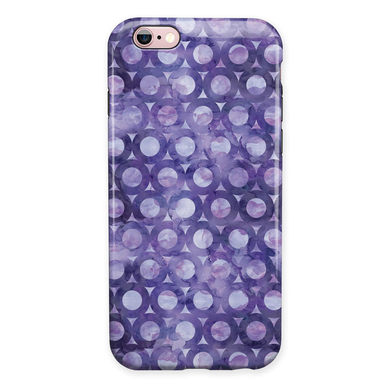 Purple Watercolor Ring Pattern iPhone 6/6s or 6/6s Plus 2-Piece Hybrid INK-Fuzed Case