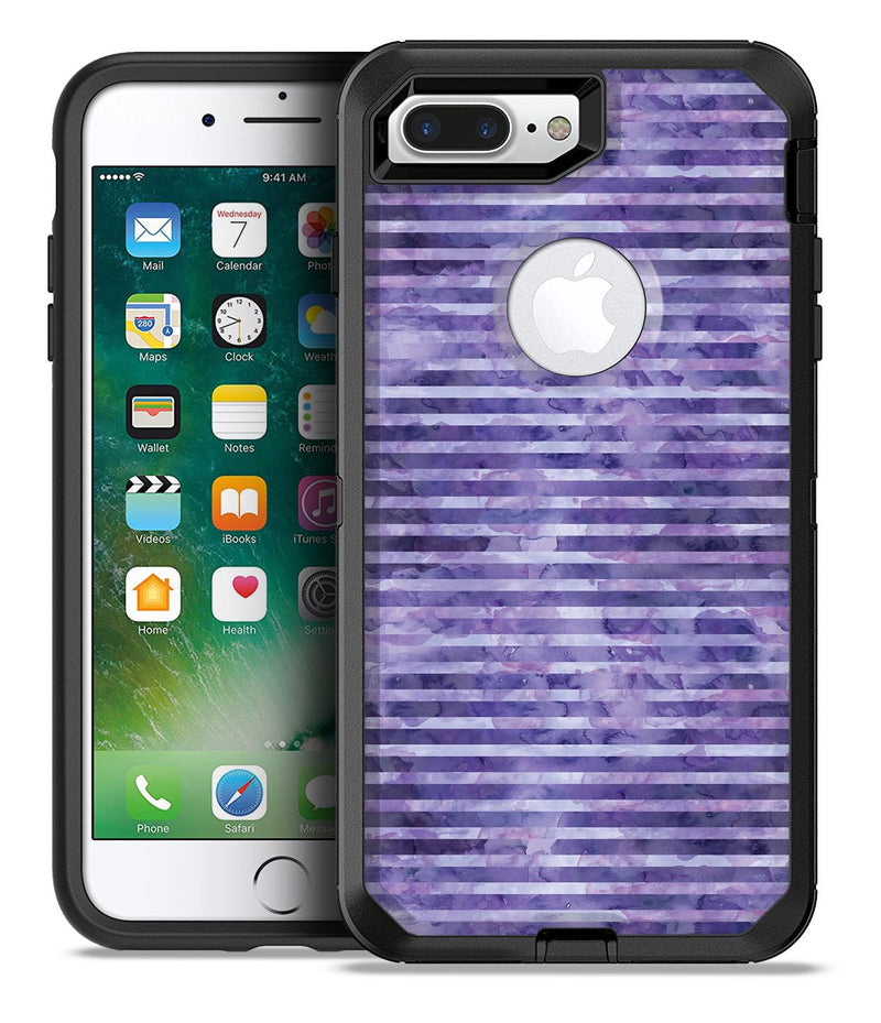 Purple Watercolor Stripes - iPhone 7 or 7 Plus Commuter Case Skin Kit