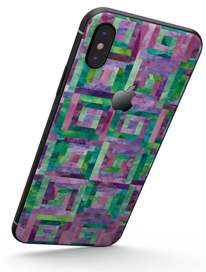 Purple and Green Watercolor Patchwork - iPhone X Skin-Kit
