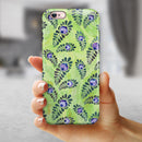 Purple and Green Watercolor Peacock Feathers iPhone 6/6s or 6/6s Plus 2-Piece Hybrid INK-Fuzed Case