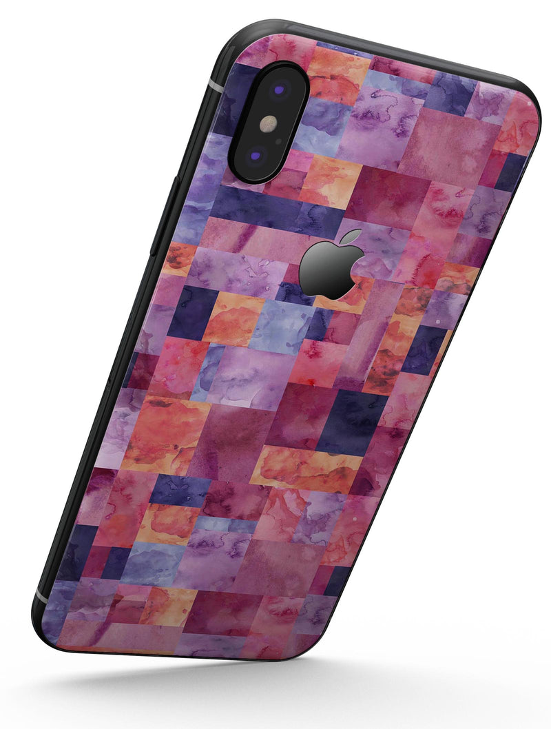 Purple and Pink Watercolor Patchwork - iPhone X Skin-Kit