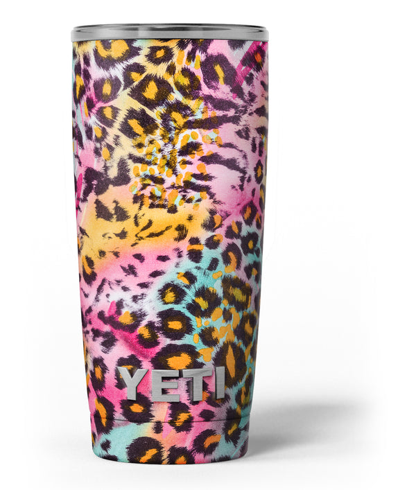 Rainbow Leopard Sherbet - Skin Decal Vinyl Wrap Kit compatible with the Yeti Rambler Cooler Tumbler Cups