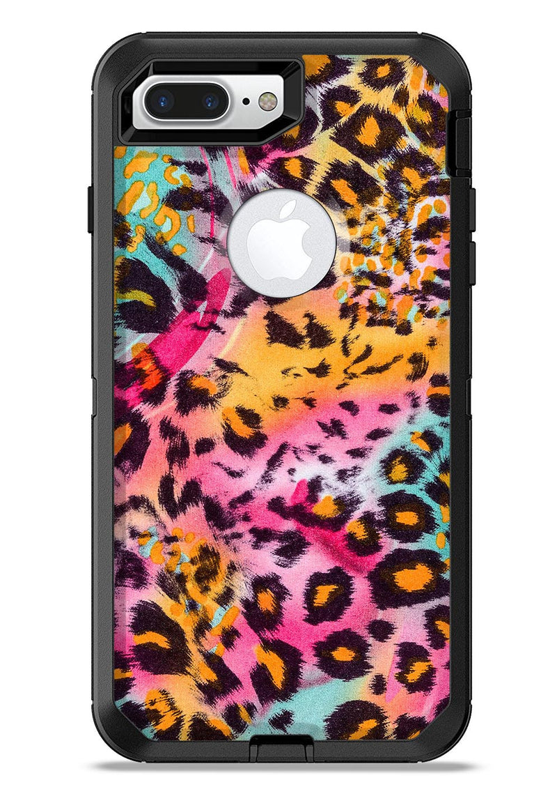 Rainbow Leopard Sherbert - iPhone 7 or 7 Plus Commuter Case Skin Kit