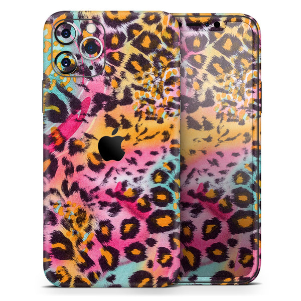 Rainbow Leopard Sherbet - Skin-Kit compatible with the Apple iPhone 12, 12 Pro Max, 12 Mini, 11 Pro or 11 Pro Max (All iPhones Available)