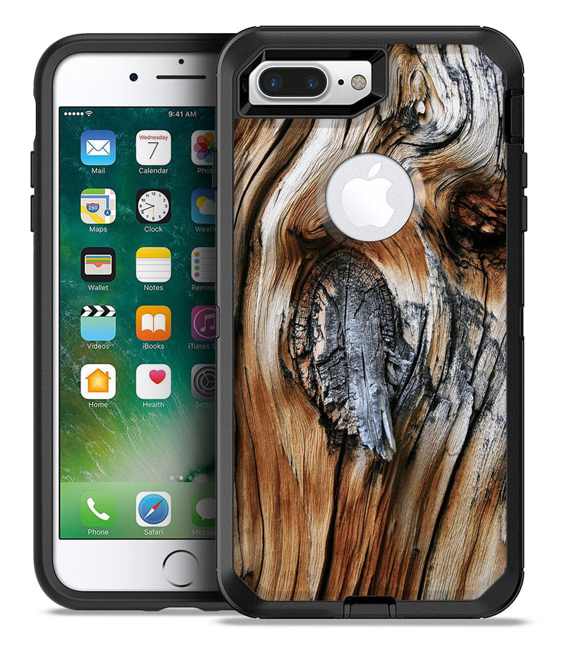 Raw Aged Knobby Wood - iPhone 7 or 7 Plus Commuter Case Skin Kit