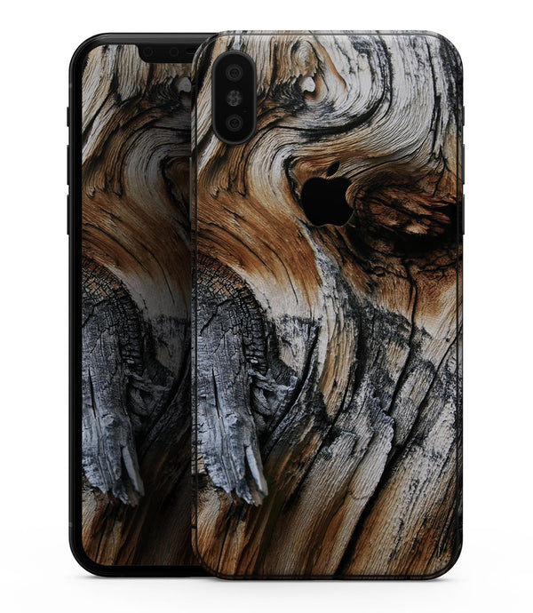 Raw Aged Knobby Wood - iPhone XS MAX, XS/X, 8/8+, 7/7+, 5/5S/SE Skin-Kit (All iPhones Avaiable)
