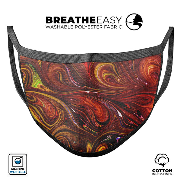 Red Acrylic Swirl - Made in USA Mouth Cover Unisex Anti-Dust Cotton Blend Reusable & Washable Face Mask with Adjustable Sizing for Adult or Child
