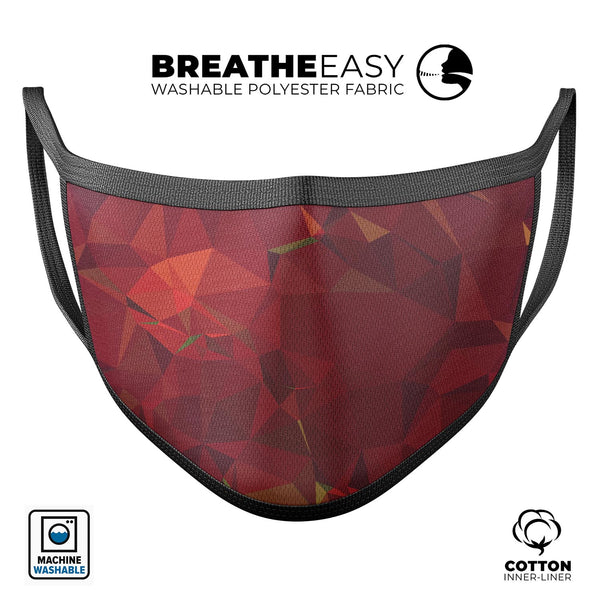 Red Geometric V2 - Made in USA Mouth Cover Unisex Anti-Dust Cotton Blend Reusable & Washable Face Mask with Adjustable Sizing for Adult or Child