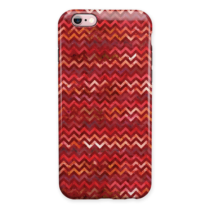 Red Multi Watercolor Chevron iPhone 6/6s or 6/6s Plus 2-Piece Hybrid INK-Fuzed Case