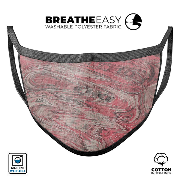 Red Slate Marble Surface V40 - Made in USA Mouth Cover Unisex Anti-Dust Cotton Blend Reusable & Washable Face Mask with Adjustable Sizing for Adult or Child