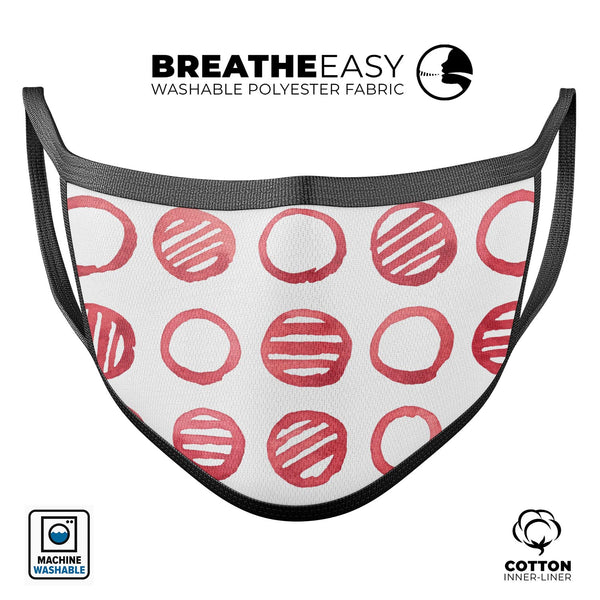 Red Striped Polka Dots - Made in USA Mouth Cover Unisex Anti-Dust Cotton Blend Reusable & Washable Face Mask with Adjustable Sizing for Adult or Child