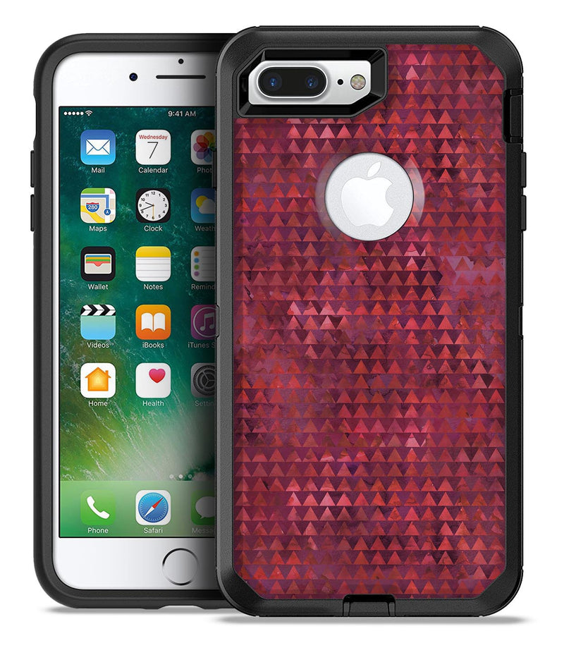 Red Textured Triangle Pattern - iPhone 7 or 7 Plus Commuter Case Skin Kit
