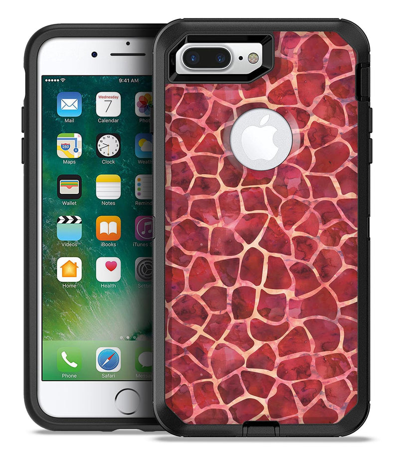 Red Watercolor Giraffe Pattern - iPhone 7 or 7 Plus Commuter Case Skin Kit