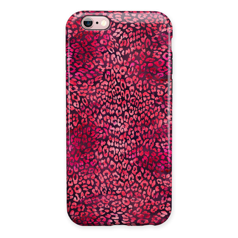 Red Watercolor Leopard Pattern iPhone 6/6s or 6/6s Plus 2-Piece Hybrid INK-Fuzed Case