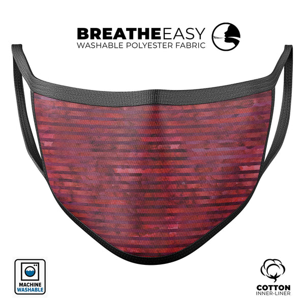 Red Watercolor Stripes - Made in USA Mouth Cover Unisex Anti-Dust Cotton Blend Reusable & Washable Face Mask with Adjustable Sizing for Adult or Child