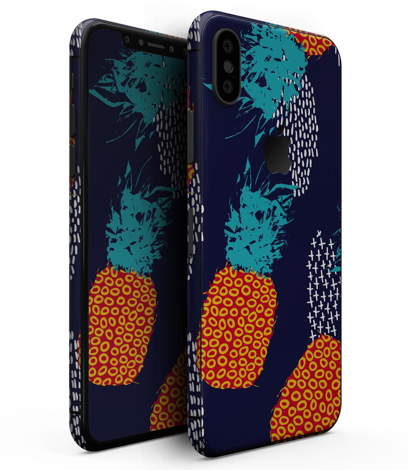 Retro Summer Pineapple v4 - iPhone XS MAX, XS/X, 8/8+, 7/7+, 5/5S/SE Skin-Kit (All iPhones Avaiable)