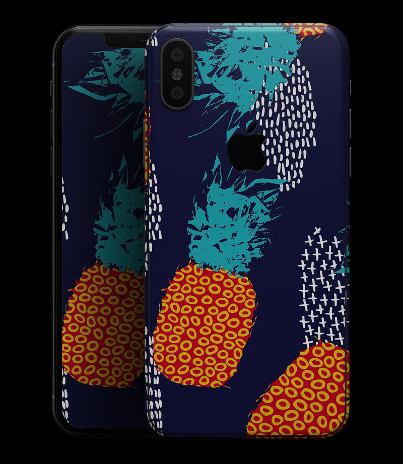 Retro Summer Pineapple v4 - iPhone XS MAX, XS/X, 8/8+, 7/7+, 5/5S/SE Skin-Kit (All iPhones Avaiable)