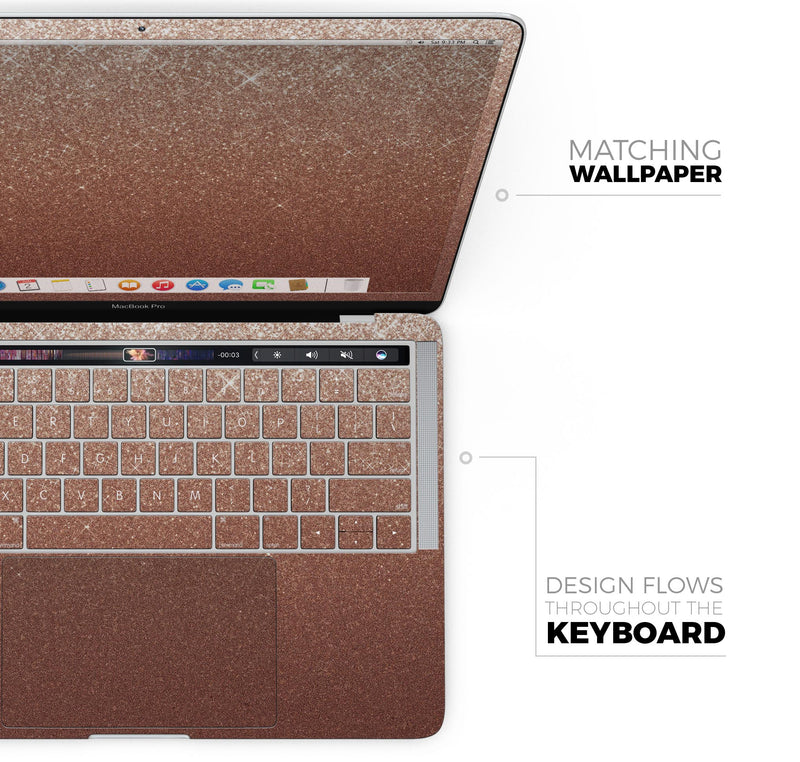 Rose Gold Digital Falling Glitter Print - Skin Decal Wrap Kit Compatible with the Apple MacBook Pro, Pro with Touch Bar or Air (11", 12", 13", 15" & 16" - All Versions Available)
