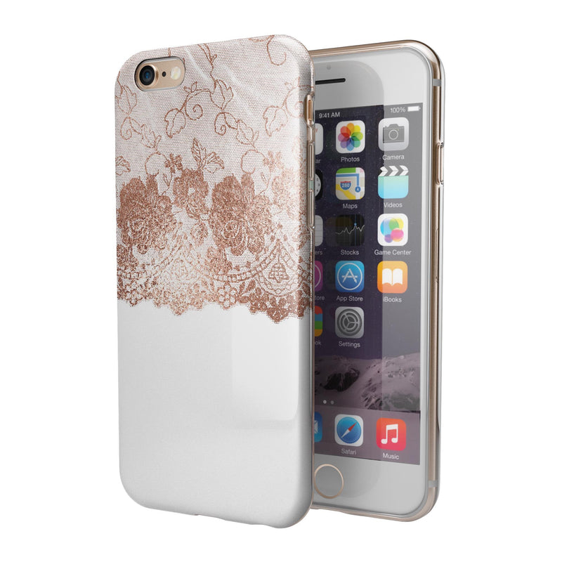 Rose Gold Lace Pattern 13 iPhone 6/6s or 6/6s Plus 2-Piece Hybrid INK-Fuzed Case