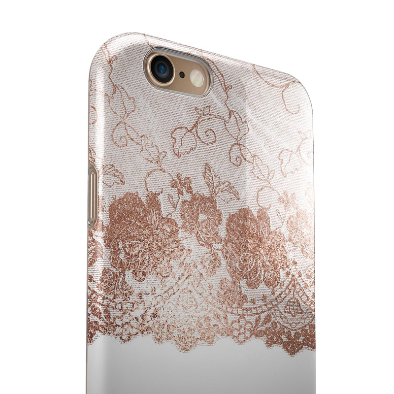 Rose Gold Lace Pattern 13 iPhone 6/6s or 6/6s Plus 2-Piece Hybrid INK-Fuzed Case