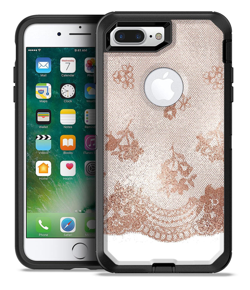 Rose Gold Lace Pattern 3 - iPhone 7 or 7 Plus Commuter Case Skin Kit
