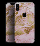Rose Pink Marble & Digital Gold Frosted Foil V10 - iPhone XS MAX, XS/X, 8/8+, 7/7+, 5/5S/SE Skin-Kit (All iPhones Avaiable)