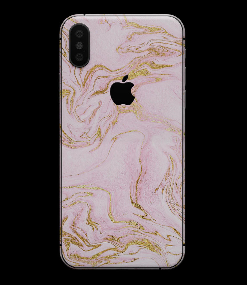 Rose Pink Marble & Digital Gold Frosted Foil V12 - iPhone XS MAX, XS/X, 8/8+, 7/7+, 5/5S/SE Skin-Kit (All iPhones Avaiable)