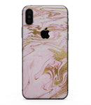 Rose Pink Marble & Digital Gold Frosted Foil V14 - iPhone XS MAX, XS/X, 8/8+, 7/7+, 5/5S/SE Skin-Kit (All iPhones Avaiable)
