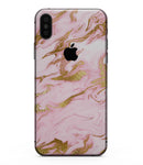 Rose Pink Marble & Digital Gold Frosted Foil V3 - iPhone XS MAX, XS/X, 8/8+, 7/7+, 5/5S/SE Skin-Kit (All iPhones Avaiable)