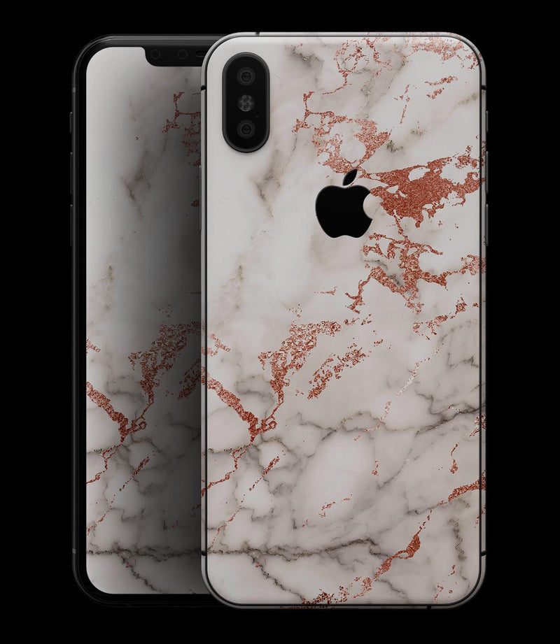 Rose Pink Marble & Digital Gold Frosted Foil V5 - iPhone XS MAX, XS/X, 8/8+, 7/7+, 5/5S/SE Skin-Kit (All iPhones Avaiable)