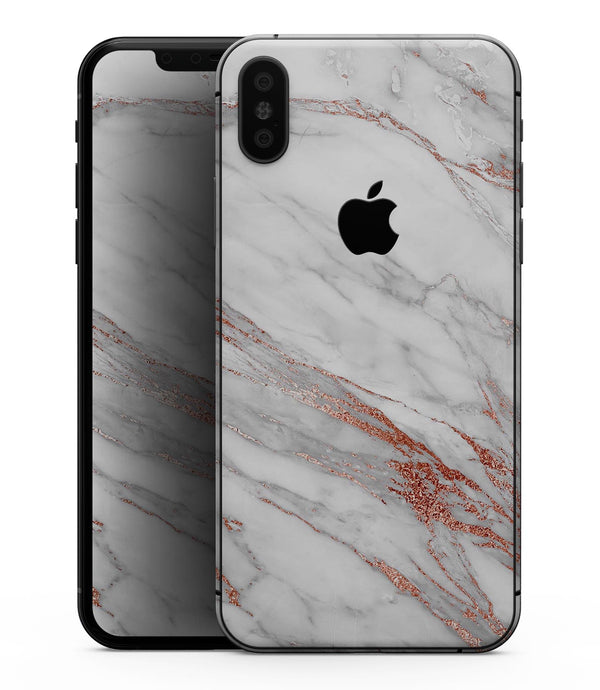 Rose Pink Marble & Digital Gold Frosted Foil V7 - iPhone XS MAX, XS/X, 8/8+, 7/7+, 5/5S/SE Skin-Kit (All iPhones Avaiable)