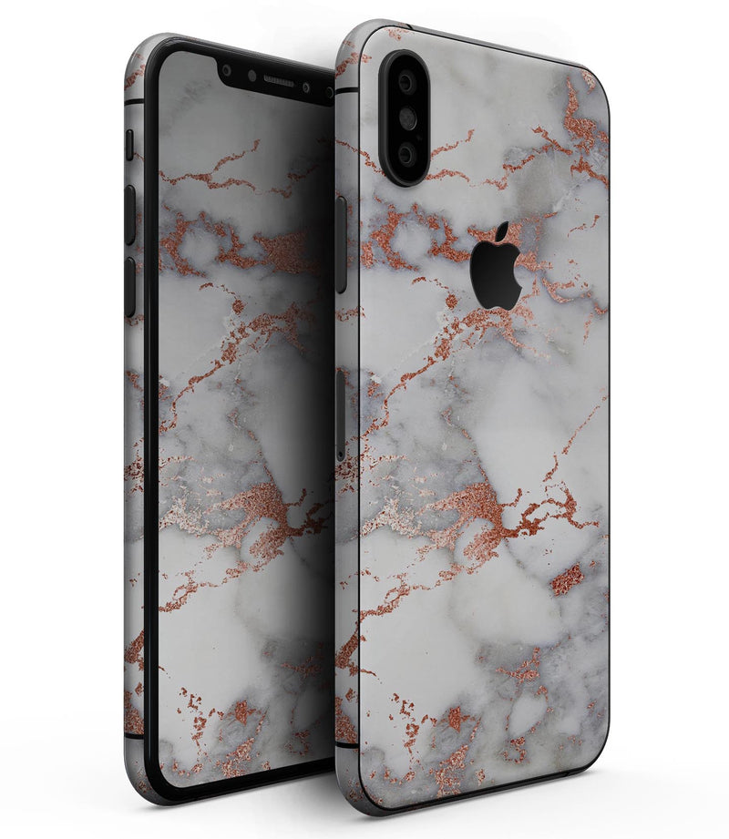 Rose Pink Marble & Digital Gold Frosted Foil V9 - iPhone XS MAX, XS/X, 8/8+, 7/7+, 5/5S/SE Skin-Kit (All iPhones Avaiable)
