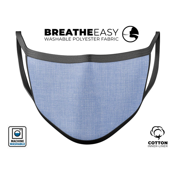 Scratched Blue Fabric Pattern - Made in USA Mouth Cover Unisex Anti-Dust Cotton Blend Reusable & Washable Face Mask with Adjustable Sizing for Adult or Child