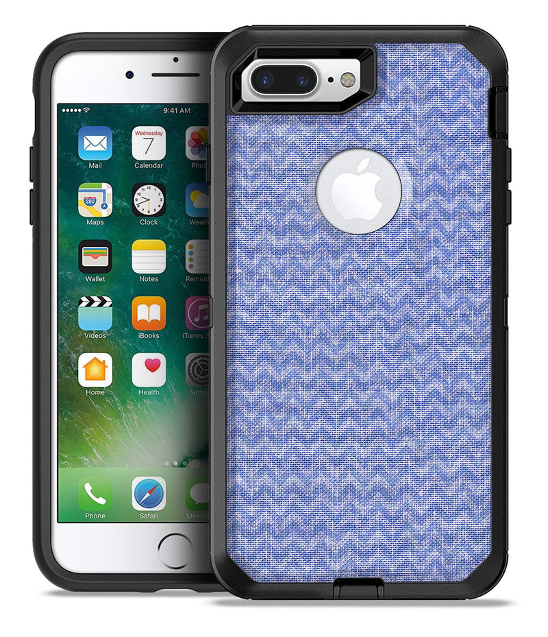 Scratched Deep Blue Sea Fabric Pattern - iPhone 7 or 7 Plus Commuter Case Skin Kit