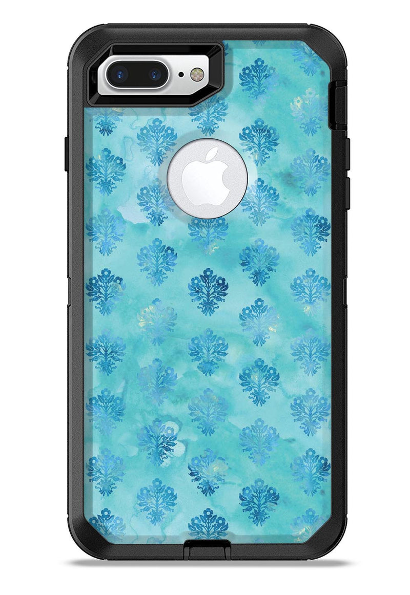 Shabby Chic Blue Watercolor Pattern - iPhone 7 or 7 Plus Commuter Case Skin Kit