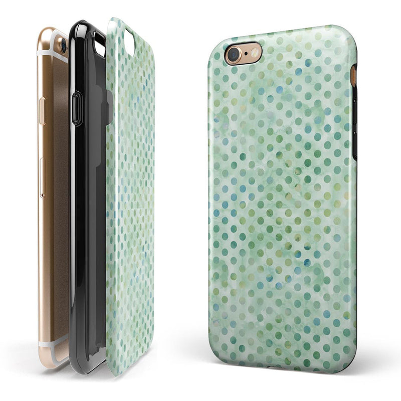 Shabby Chic Green Watercolor Polka Dots iPhone 6/6s or 6/6s Plus 2-Piece Hybrid INK-Fuzed Case