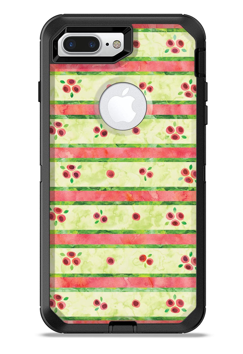 Shabby Chic Watercolor Holly Patttern - iPhone 7 or 7 Plus Commuter Case Skin Kit